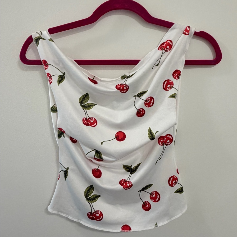 Urban Outfitters Cherry Print Ring Strap Top – Size S - Picture 3 of 5